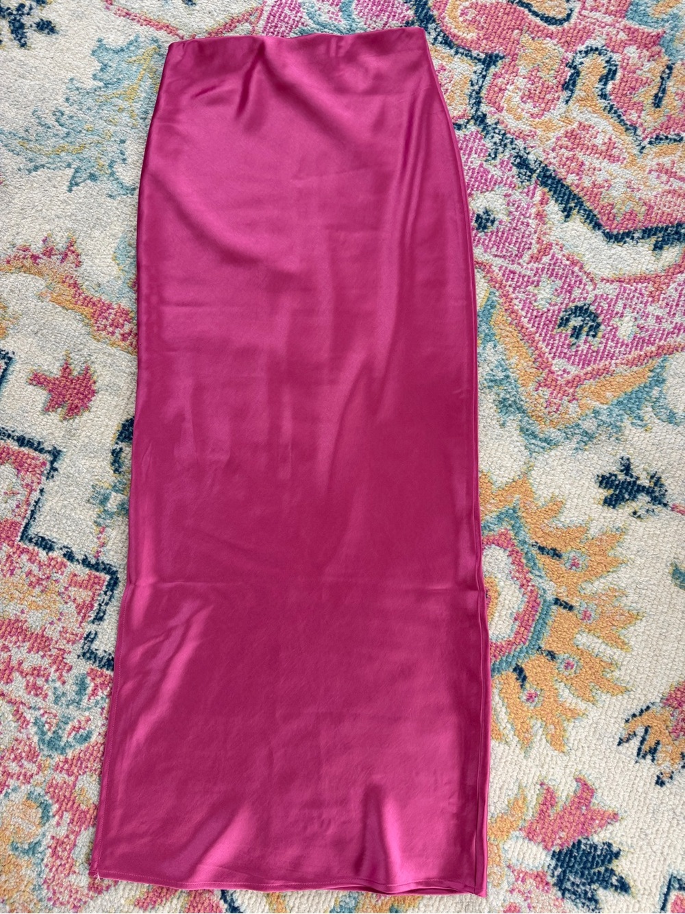 Express Satin Side Slit Maxi Skirt Pink XS - Picture 5 of 5